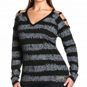 NEW Rocawear Y2K logo 00's CUT OUT LONG SLEEVE SHIRT PLAY HARD TOP 2X plus